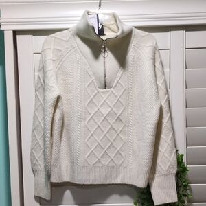NWT Magaschoni 100% Cashmere Ivory Cream Cowl Neck Sweater